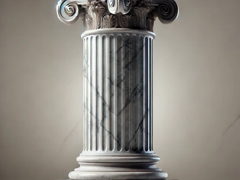 DALL·E 2025-02-04 11.51.08 - A realistic Tundra Grey marble column. The column is elegantly carved with natural grey veining visible throughout. It has a classical design with a s